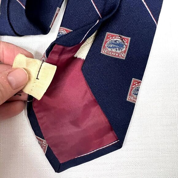 1918 VTG Smithsonian Institute Prince Consort Postage Stamp Tie - Picture 6 of 9